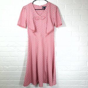 Hell Bunny Vixen Dusky Rose Pink Polka Dot Rockabilly 40's Inspired Dress S